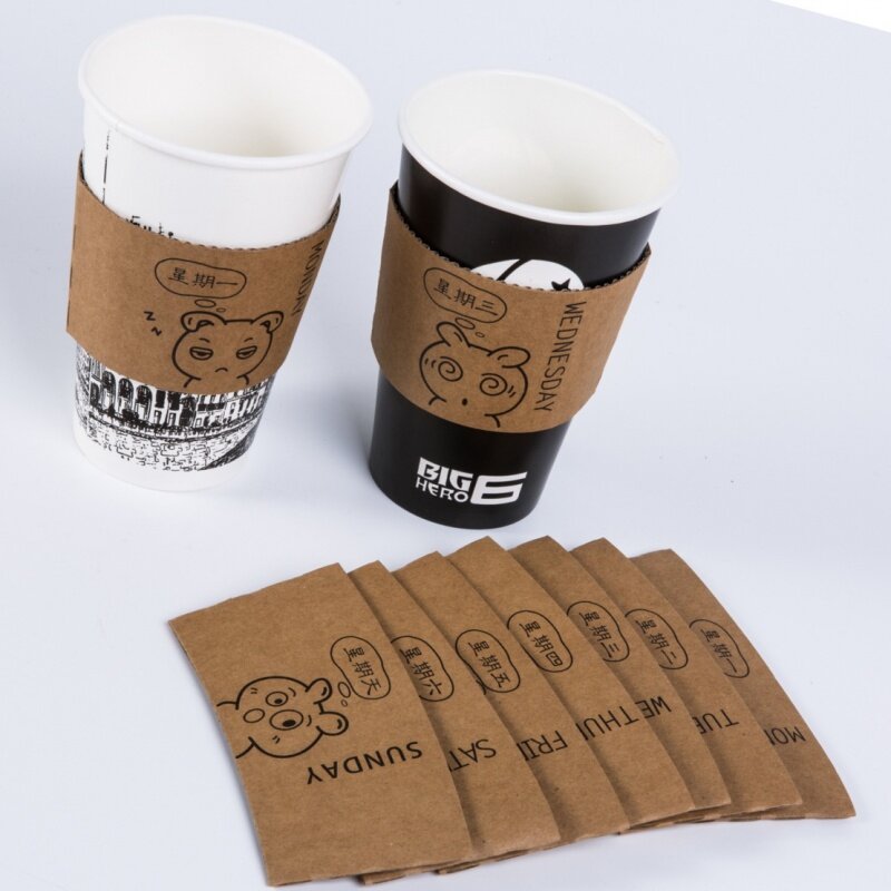 Customized productCustom cup sleeve hot cup customized logo biodegradable cardboard kraft paper coffee cup holder sleeves