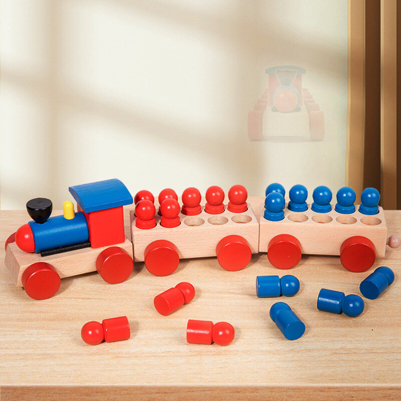 PatiGrid Array-Petit train dos blocs de construction, aides à l'éducation précoce, addition numérique, opération de soustraction, jeu en bois, jouet
