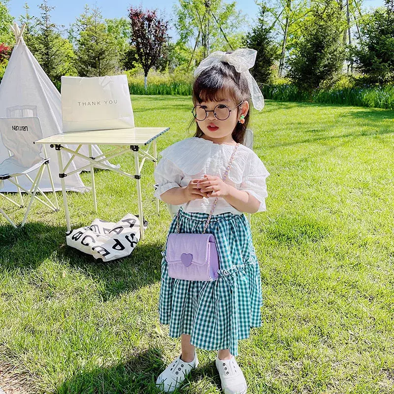 Moda cuore neonate piccole borse a tracolla bambini portamonete accessori borse bella Mini borsa a tracolla quadrata per bambini