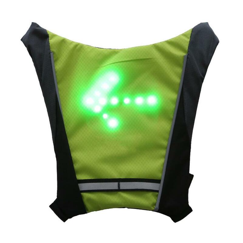LED ไร้สายขี่จักรยานเสื้อกั๊ก20L MTB จักรยานกระเป๋าไฟเลี้ยว LED Light Vest จักรยานสะท้อนแสงเสื้อกั๊ก