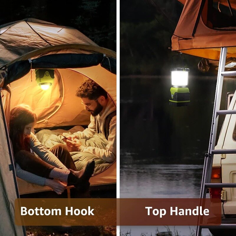 Lampu tenda LED tahan air dengan 4 mode cahaya, penting berkemah, senter lentera portabel untuk berkemah, badai, darurat