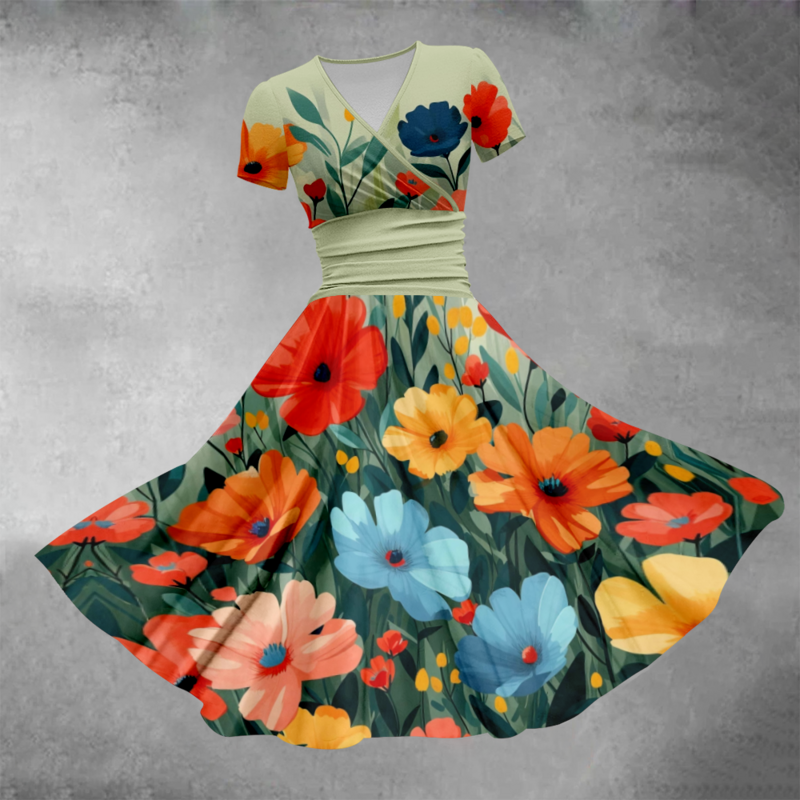 여름 원피스 해변 세련된 럭셔리 플로럴 이브닝 드레스, 파티 맥시 원피스, 우아한 로브, 2024 신제품