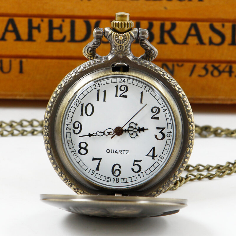 Relógio de bolso de quartzo vintage para homens e mulheres Steampunk, corrente criativa, colar, lembrança, presente para os amantes