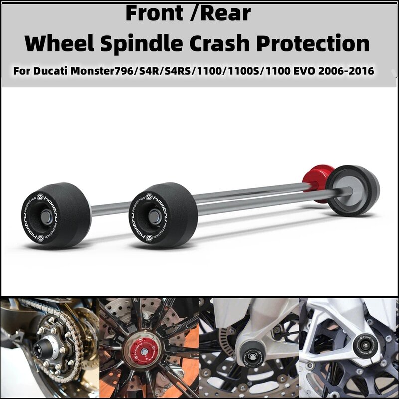 Front Rear wheel Spindle Crash Protection For Ducati Monster796/S4R/S4RS/1100/1100S/1100 EVO 2006-2016