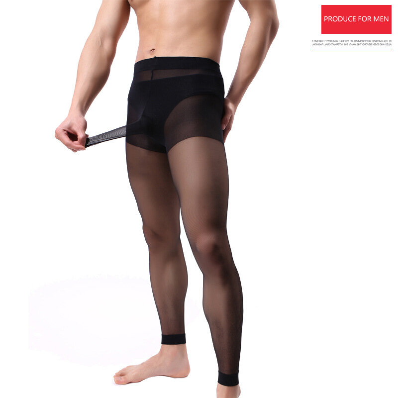 Meia-calça de nove pontos ultra fina masculina de seda transparente Jj masculino conjuntos de meias, meia-calça, meias, masculino
