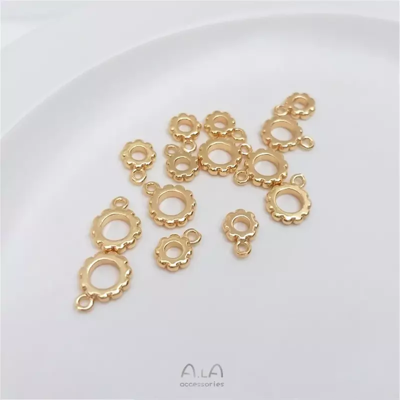 14K Gold Plated Lace closing ring with opening ring pendant ring pendant ring hanger buckle handmade DIY accessories