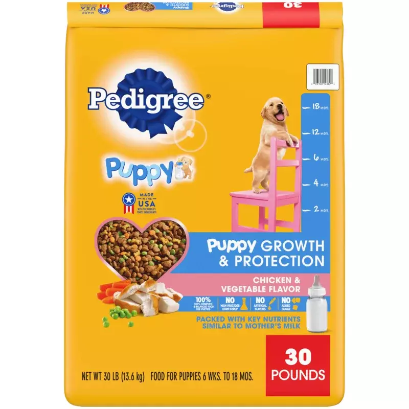 Pedig123-Croissance et protection pour chiots, nourriture sèche pour chiens jetables, saveur végétale, sac de 30 lb