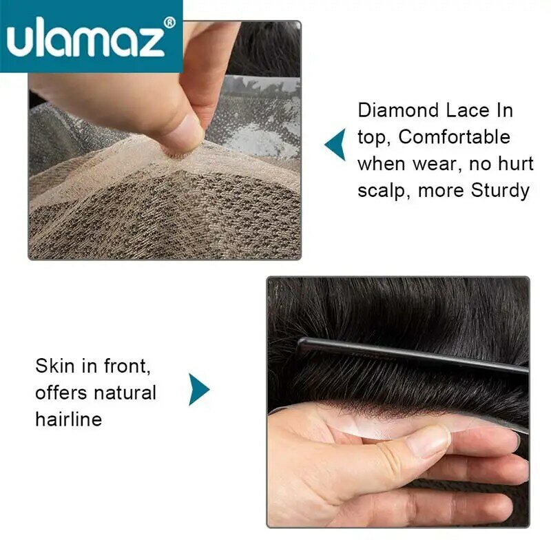 Australia-doppio strato parrucchino protesi per capelli maschili sistemi di sostituzione dei capelli umani naturali parrucche parrucchino parrucca per capelli Remy per uomo