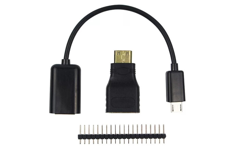 Elecrow Raspberry Pi Zero Kit W Budget Pack 3 In 1 HD to HD Adapter USB OTG Host Cable GPIO Header 2x20 Male Header Strip