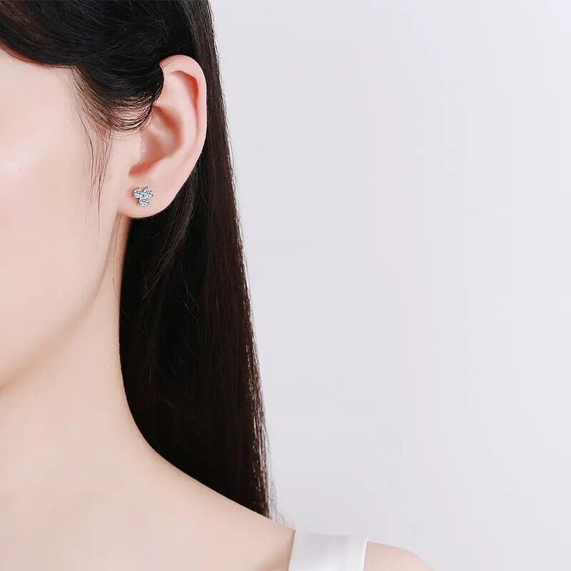 Moissanite Stud Ohrringe 0,4-4 ct D Farbe 925 Sterling Silber Weiß Gold Überzogene Ohr Studs für Frauen Männer schraube Zurück Bolzen Ohrringe