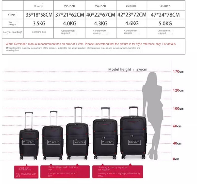 オックスフォードローリングラゲッジスピナー、ビジネスブランドのスーツケース、20 "、22" 、24 "、26" 、28 "、高品質のトラベルバッグ、防水トロリーケース