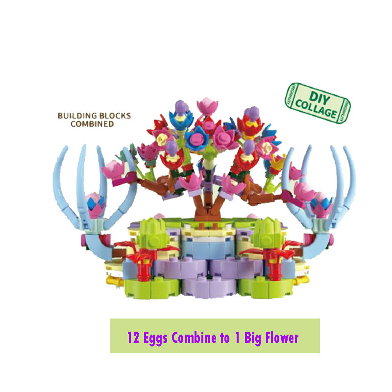 MOC-Ensemble de blocs de construction de fleurs torsadées pour enfants, Gashapon, Legoflowers, Particules, Dinosaure, Puzzle, Jouets, Cadeaux