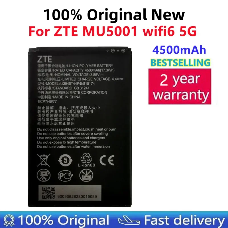 Bateria WiFi portátil para roteador sem fio, bateria para ZTE MU5001, Wifi6, 5G, 4500mAh, Li3945T44P4h815174, 100% Original, novo