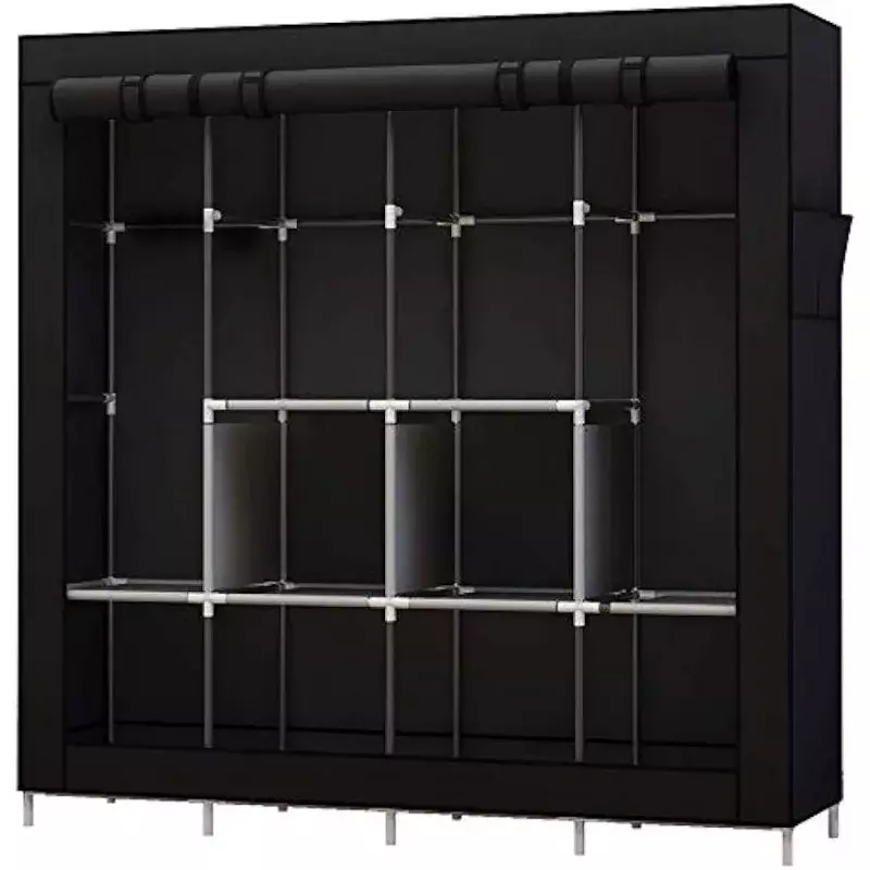UDEAR Portable Closet Large Wardrobe Closet Clothes Organizer with 6 Storage Shelves（black/grey/beige）optional
