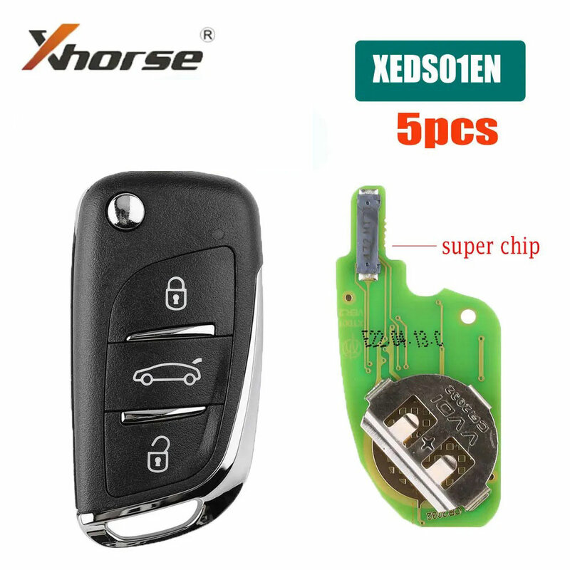 Xhorse-XEDS01EN DS Estilo Super Remoto Chave com Super Chip, 3 Botões, VVDI2, VVDI MINI Ferramenta Chave, VVDI Key Tool Max, 5Pcs