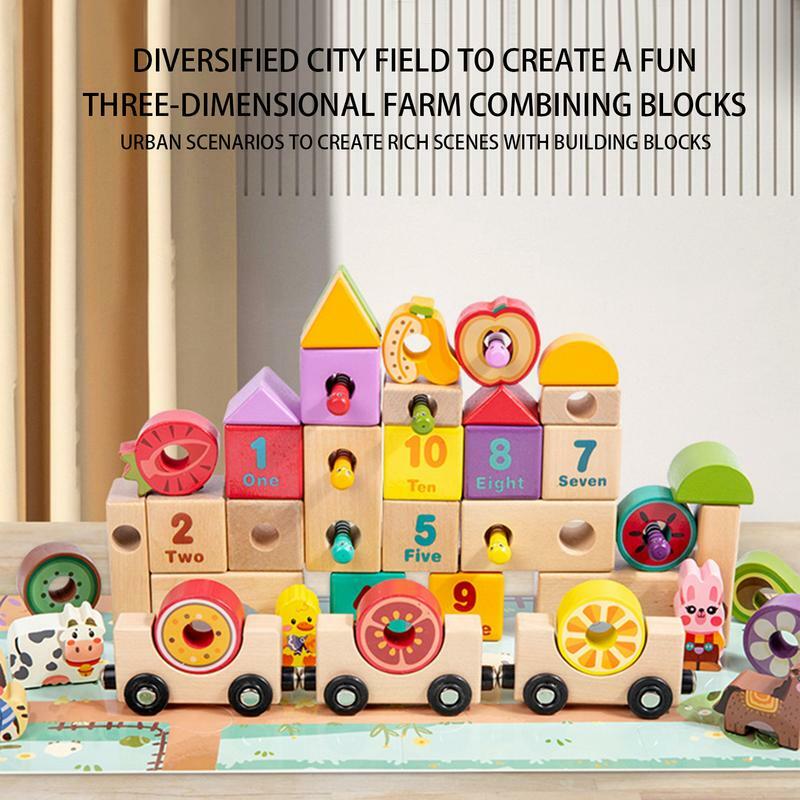 Set di blocchi di costruzione forma divertente abbinata a blocchi di Puzzle giocattolo di assemblaggio in legno giocattolo educativo Cartoon Cute Children Puzzle Toys