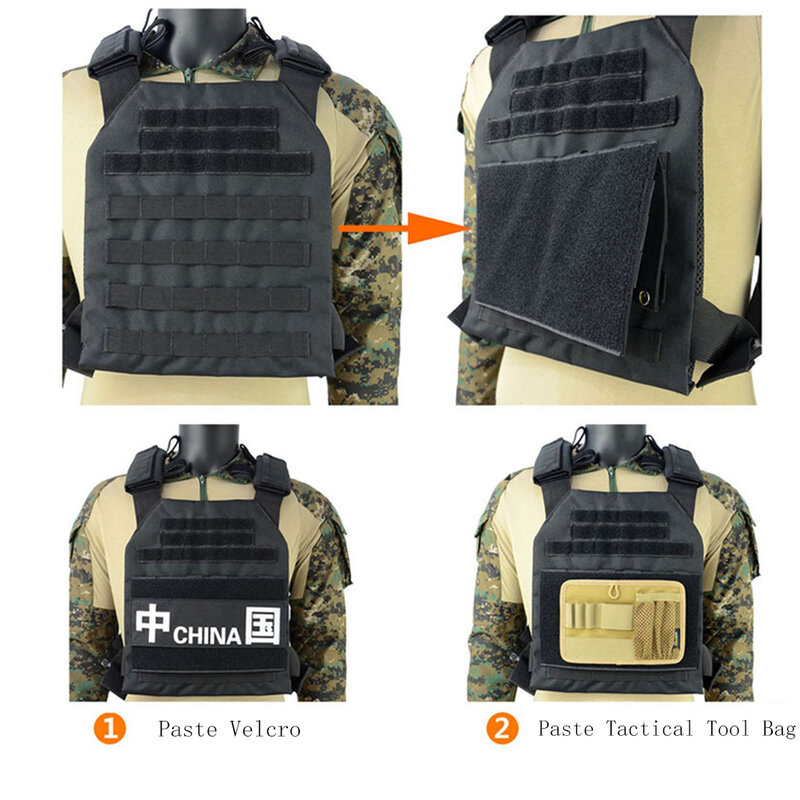 New Style 1000D Nylon Tactical Vest Patch Molle Adapter Panel Hook&Loop Converter For Attching ID Patches EDC Tool Bag