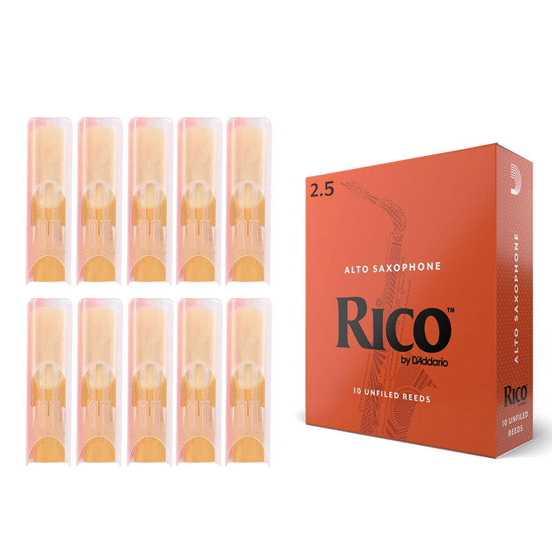 Pack Of Orange RICO Alto Saxophone Reed 10 Pieces A Box Eb Alto Saxofone Classic NO.2.5 Reeds Saxophone Reed Trimmer Cutter Tool