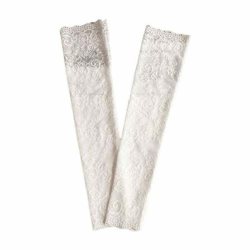 Lace Ice Sleeves Arm Sleeve Elastic Sleeve Driving White Women Long Mittens Black Gloves Gloves Fingerless Sunscreen J0i9
