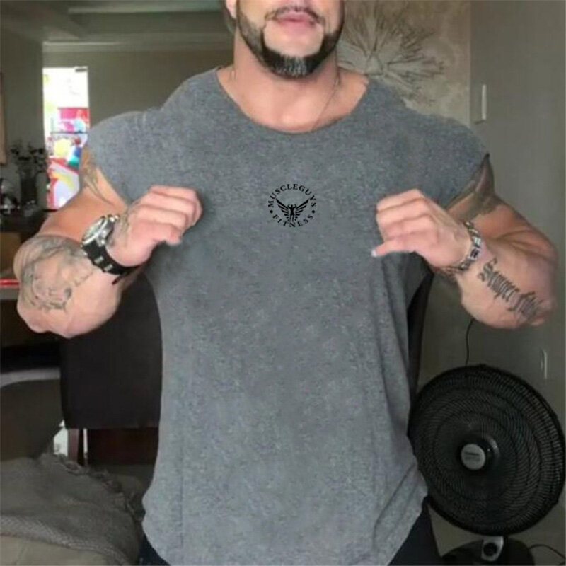 Tank Top pria merek baru kaus olahraga atasan Gym baju olahraga rompi tanpa lengan katun pria Canotte pakaian binaraga