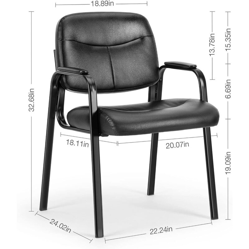 Офисные стулья, без колес, набор из 4, кожаные стационарные офисные гостевые стулья для ресепшн с мягкими подлокотниками, офисные стулья