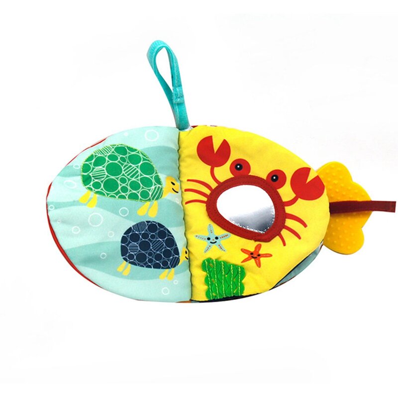 Книжка тканевая в виде рыбы, креативная мультяшная мягкая игрушка с морскими животными, для раннего развития ребенка, моющаяся, для просвещения