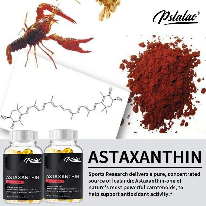 Egyptian astaxanthin non-gmo, cápsulas veganas, suplementos dietéticos, 120 cápsulas