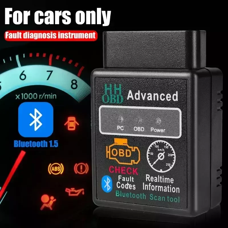 Автомобильный диагностический сканер OBD2, совместимый с Bluetooth, считыватель кодов Elm327 V1.5, для Android, IOS, Windows