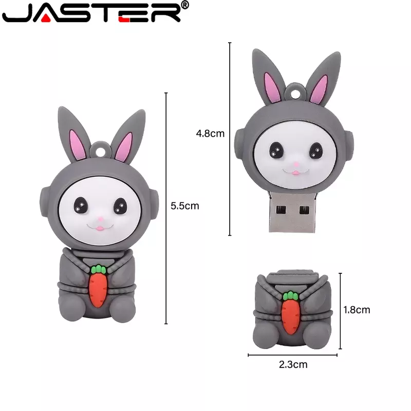 Cute Cartoon Rabbit USB 2.0 Flash Drives 64GB 32GB Waterproof High speed Pen drive 16GB 8GB with key chain U disk Gifts for kids