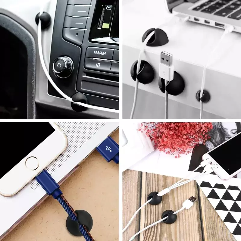 Clip Adhesivo de silicona para cables, organizador de cables de escritorio, Clips de gestión, soporte para cables en la oficina, el hogar y el coche, 1-10 piezas
