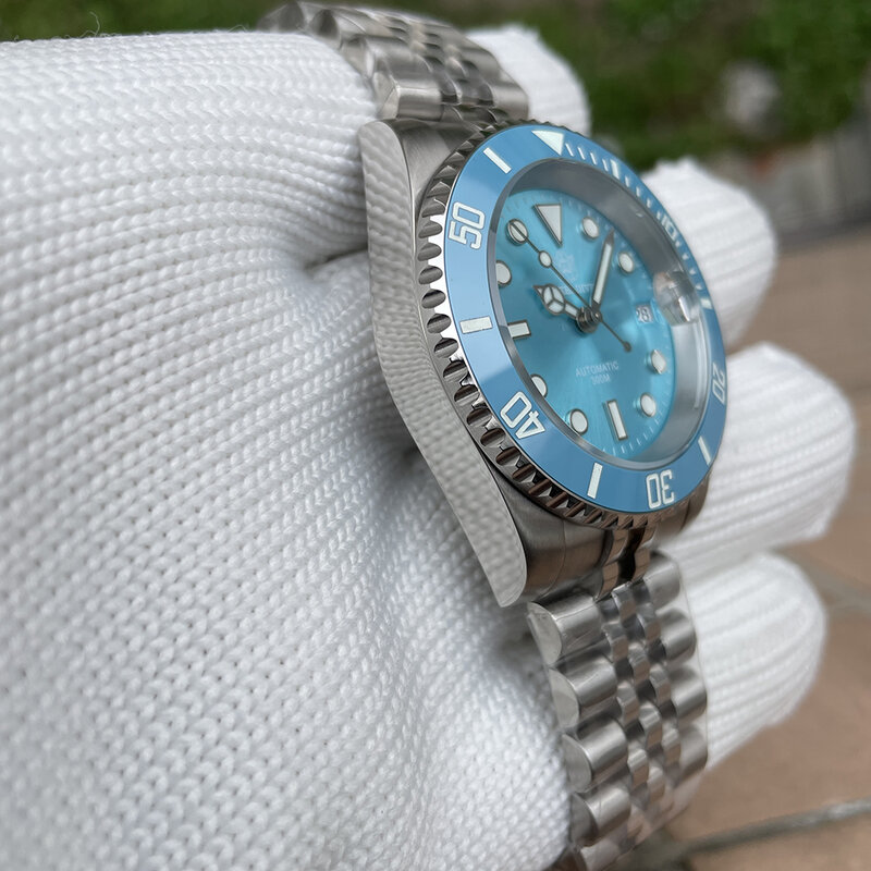 STEELDIVE jam tangan penyelam 300M, arloji keramik pirus sisipan Bezel NH35 41mm untuk lelaki