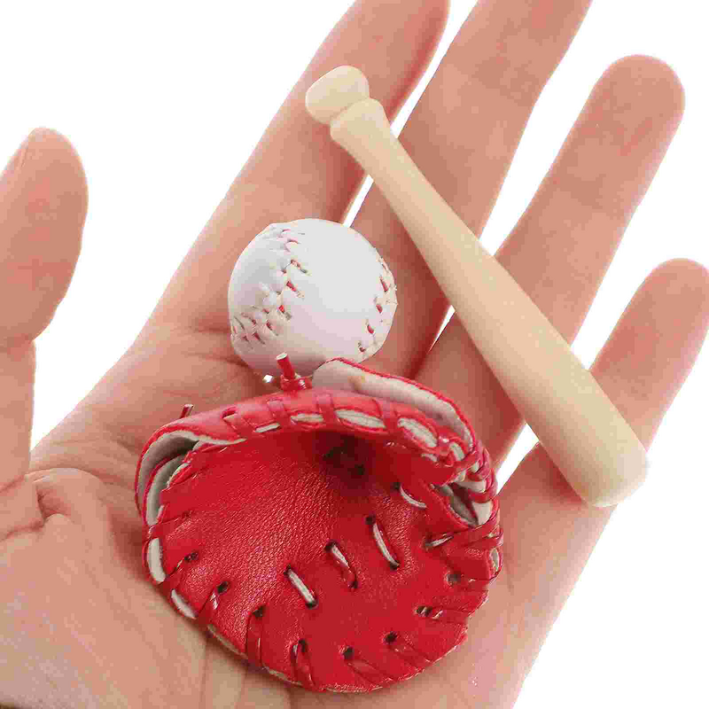Sarung tangan kelelawar bisbol anak, mainan anak miniatur ornamen bola untuk kerajinan