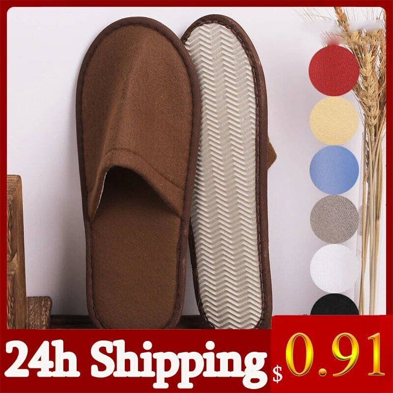 1 Pair Unisex Disposable Slippers Woman Shoes Non-slip Simple Home Guest Indoor Slipper Portable Folding Hotel Travel Slippers