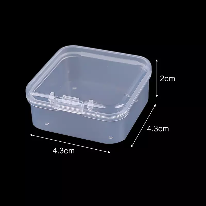 48Pcs 4.3*4.3*2cm Mini Klar Kunststoff Lagerung Box Container mit Deckel Leeren Klapp Boxen für perlen DIY Handwerk Schmuck Machen
