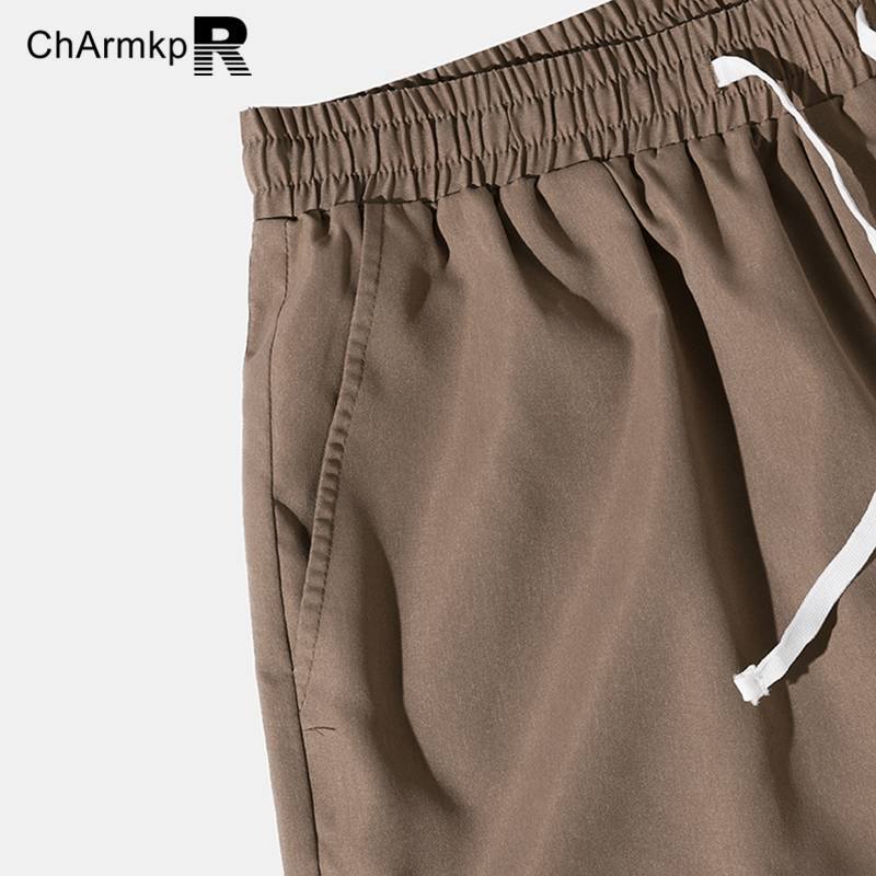 Charmkpr-Calça comprida casual masculina, elástico na cintura, ajuste solto, listra vintage, patchwork, calças com cordão, verão, 2024