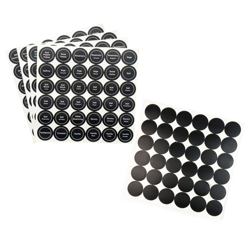 180PCS Round Spice Labels Printed Chalkboard Spice Stickers for mason jars Glass Jars Plastic Bottles Condiments Tins