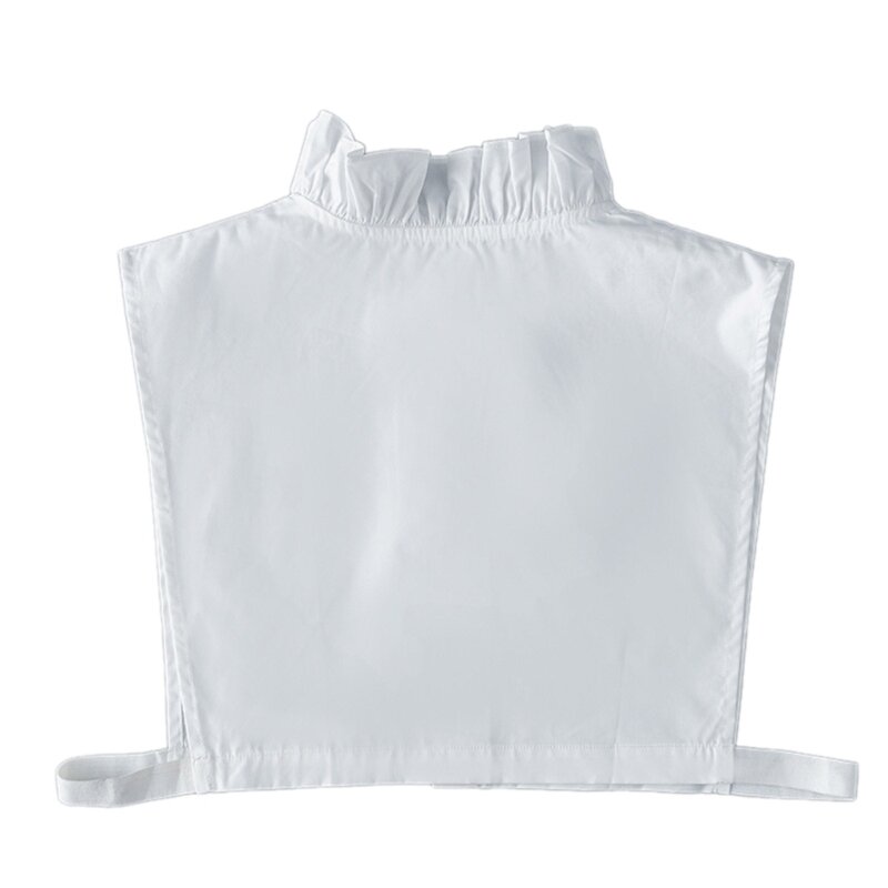 Color sólido media camisa blanca con volantes cuello falso blusa con capas desmontable Top