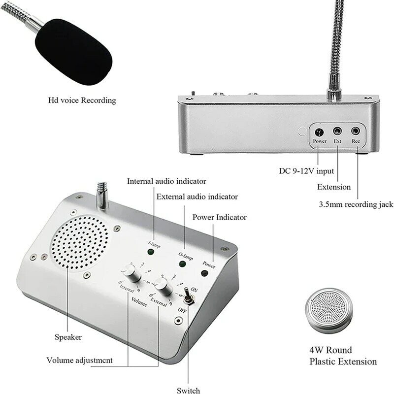 Varejo Janela Intercom Speaker System, Dual Way Janela Microfone, Sistema de interfone para negócios, escritório, escola, EU Plug