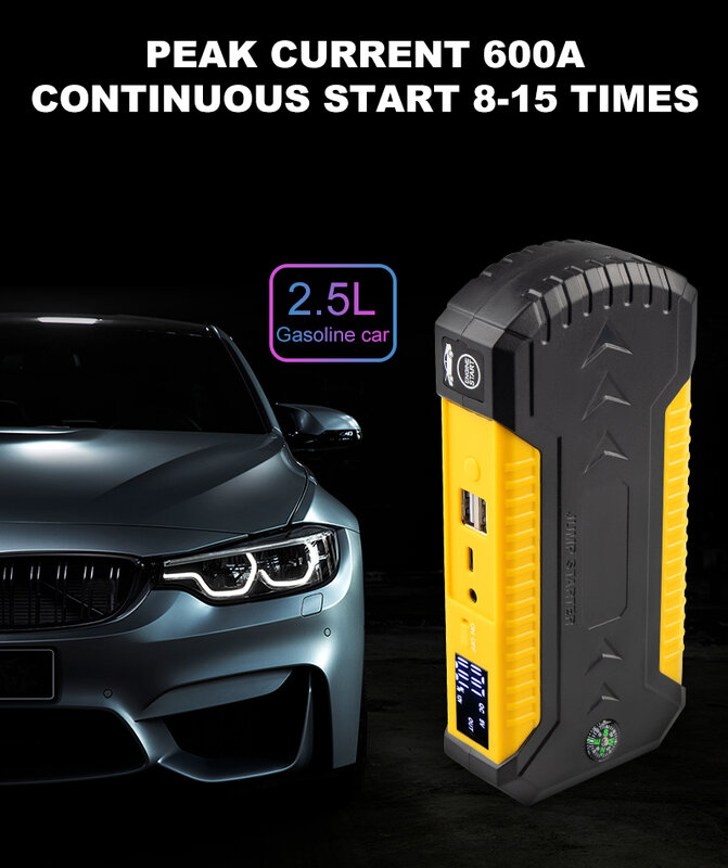 88000Mah Auto Nood Uitgangspunt Apparaat 12V 600A Draagbare Auto Jump Starter Power Bank Batterij Booster Met Usb Charger led Licht