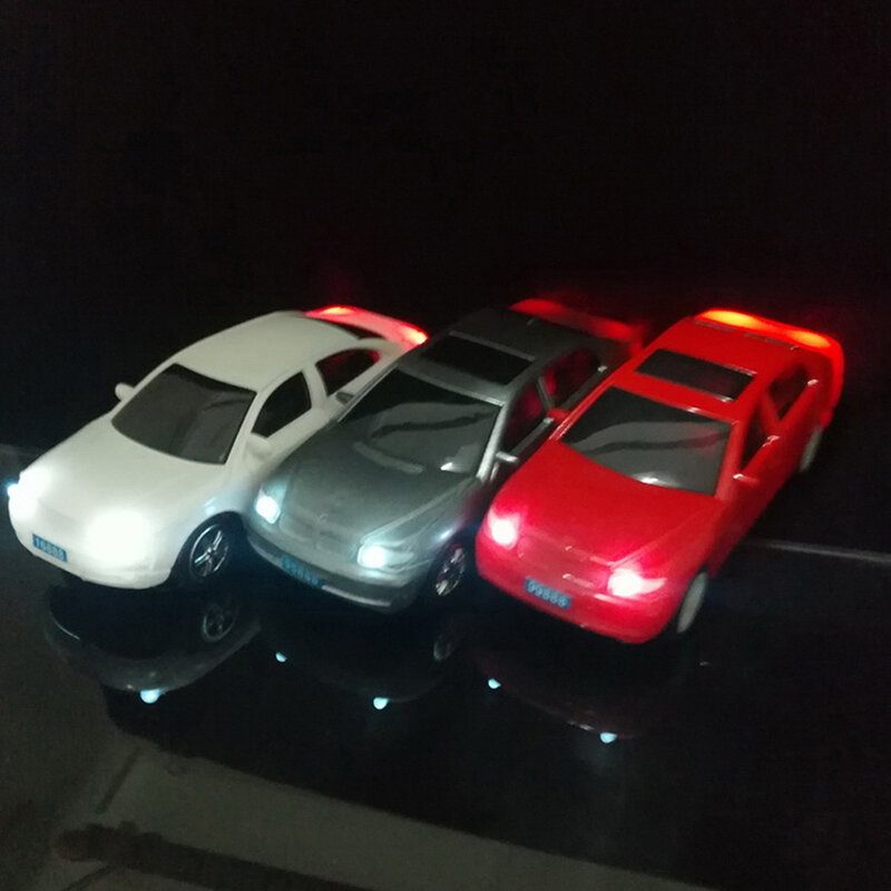 1PC 1:75/100/150/200 Plastic Model Cars with Led Lights Micro Scene Building Decoration Accessaries