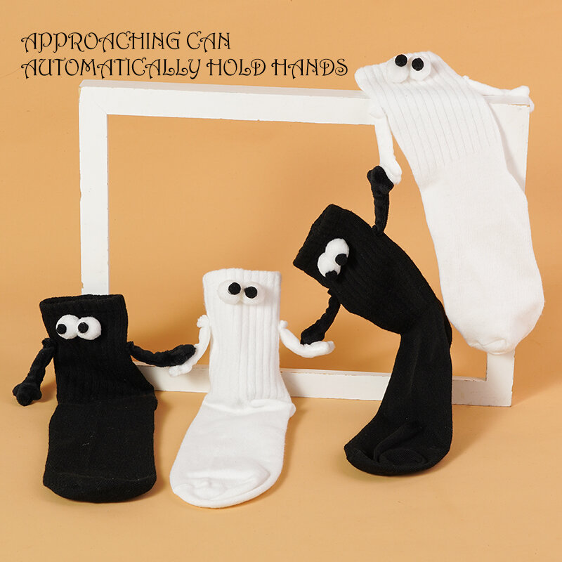 Club Berühmtheit ins Mode lustige kreative magnetische Attraktion Hände schwarz weiß Cartoon Augen Paare Socken Eltern Kind Socken