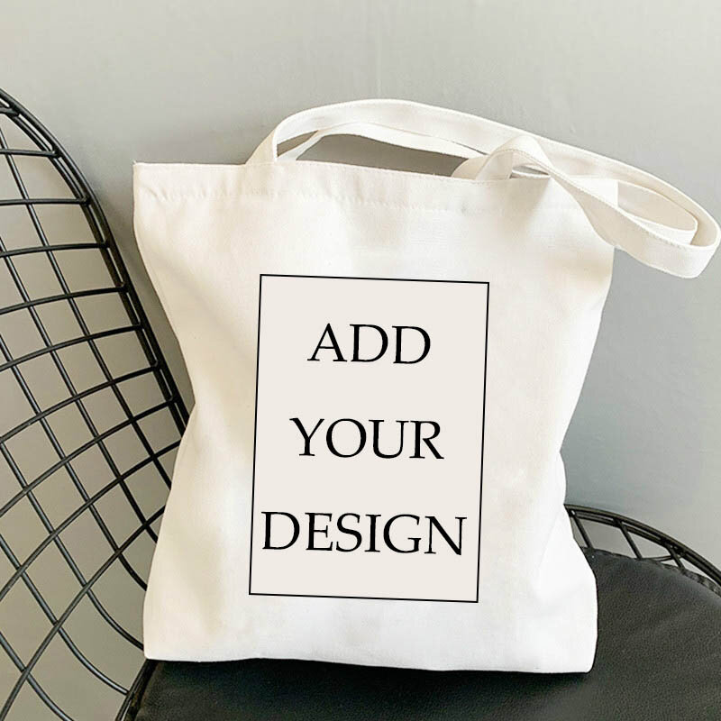 Bolsa de ombro personalizada para mulheres, tecido personalizado, bolsas de grife, sacola de compras, casual, shopper, mercearia, grande