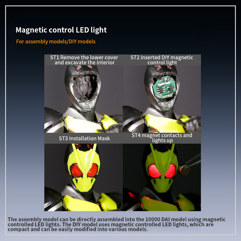 Mini Brilho Super Magnetron LED Light, Brinquedos DIY Modelo Lâmpada, Interruptor de Controle Magnético, Animação Plus Modelo Leve, Luz sem fio