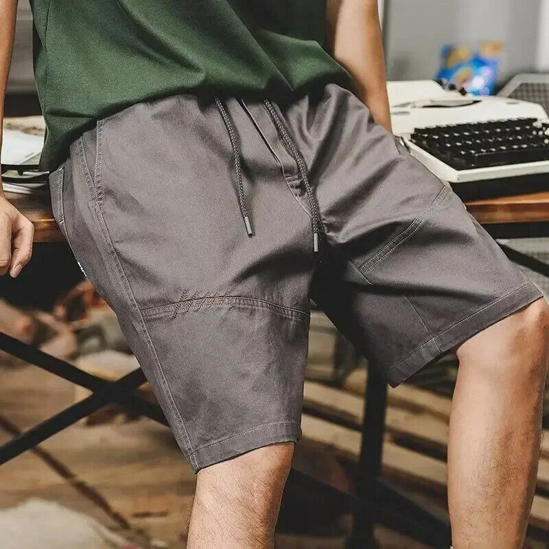 Pantalones cortos holgados para hombre, Pantalón Cargo ancho con botones, Estilo Vintage, nailon, algodón, moda Popular, verano, 2024