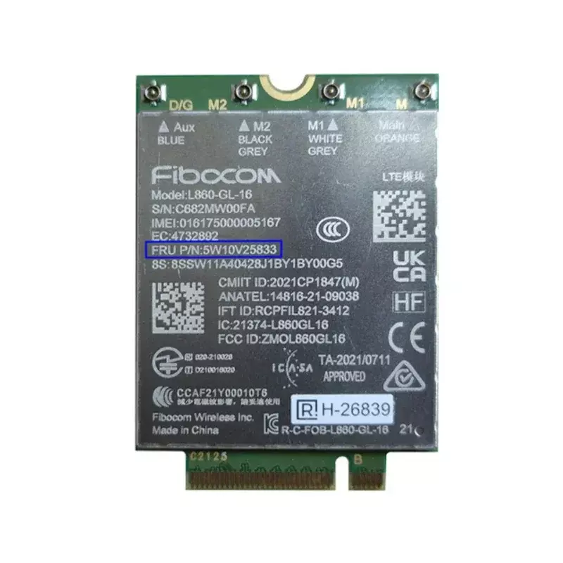 L860-GL-16 5W10V25833 LTE Cat16 module for Thinkpad X1 Carbon 10th X1 Yoga 7th P16 X1 Nano T14 T16 X13 P14 Gen laptop