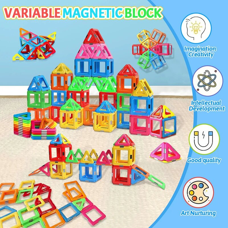 Strong Magnetic Building Blocks Big Size DIY Magnets Educational Toys for Kids Designer Construction Set Gifts for Children Toys