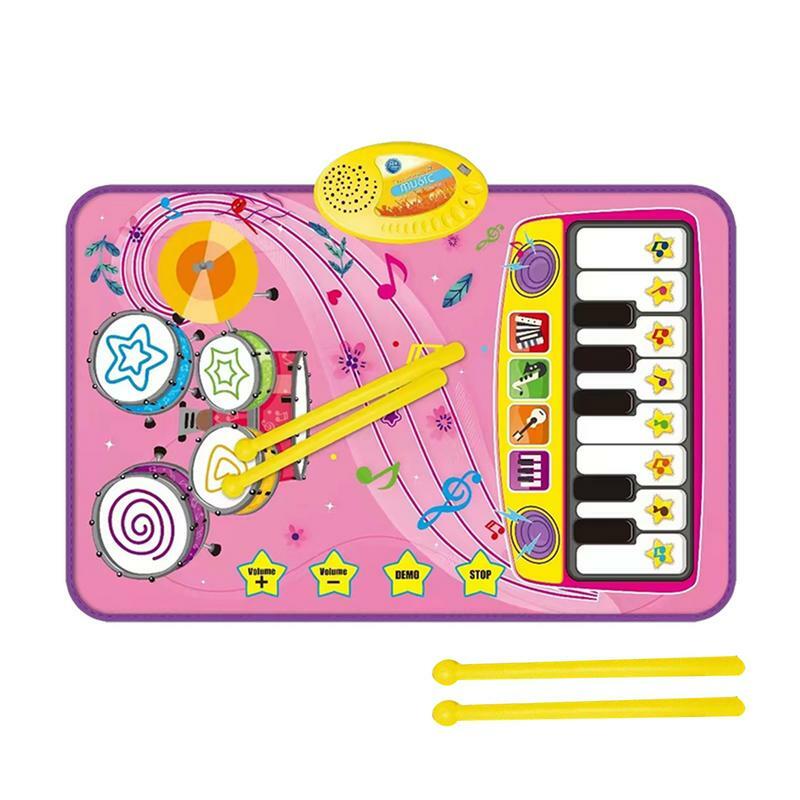 Cobertor de música para educação infantil, 2 em 1, teclado piano e tapete de bateria, tapete sensorial infantil, educação infantil