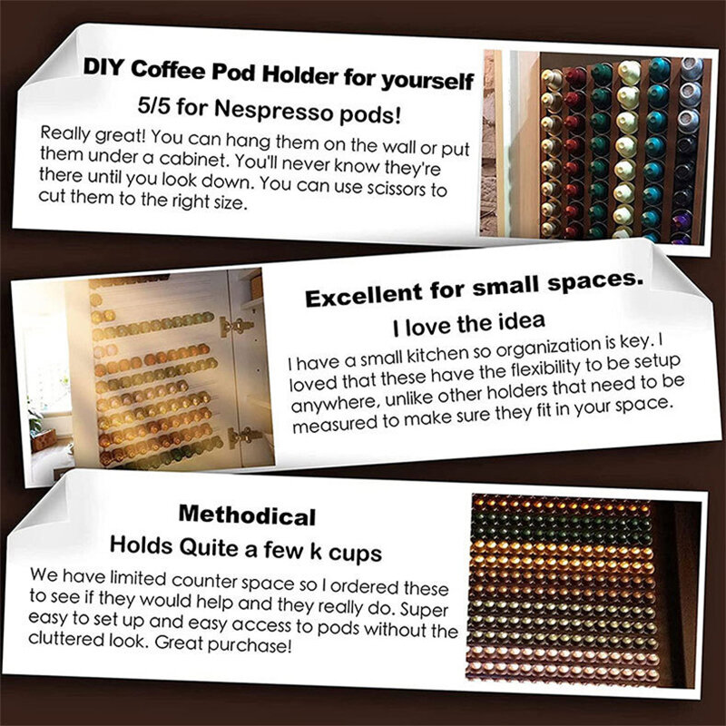 6Pcs Coffee Mat Adhesive Bracket Wall Mounted Coffee Capsule Holder DIY Self-adhesive Coffee Capsule Holder