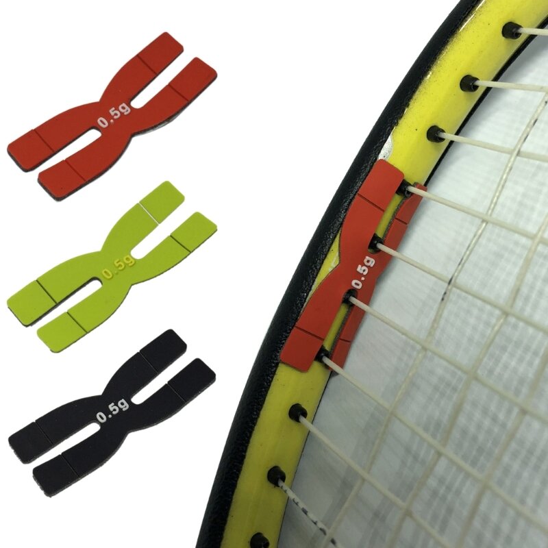 3 pçs silicone raquete badminton peso h forma 0.5g tiras equilíbrio cabeça raquete