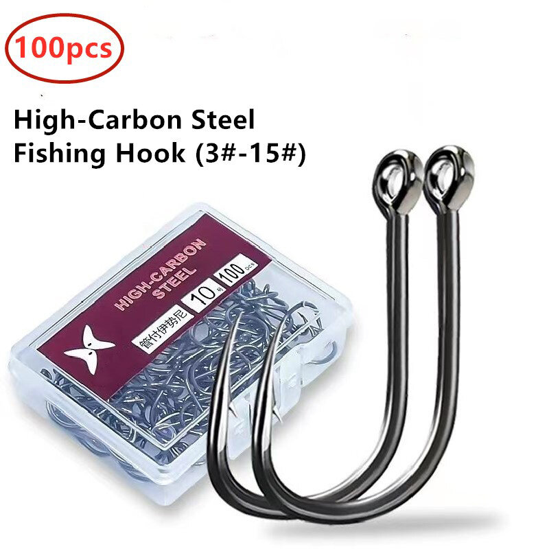 1 Box High Carbon Stahl Kreis Angelhaken Süßwasser Angelhaken Loch starke Karpfen Fisch Tackle hohe Qualität